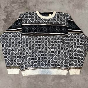 Vintage 80s Peconic Bay Traders Fair knit sweater 100% cotton USA made EUC